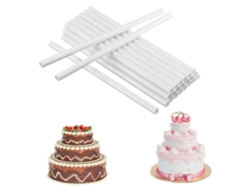 Varillas de plástico reutilizables para soporte de pasteles de 24 cm (9,5 pulgadas) con diseño blanco sin costuras.