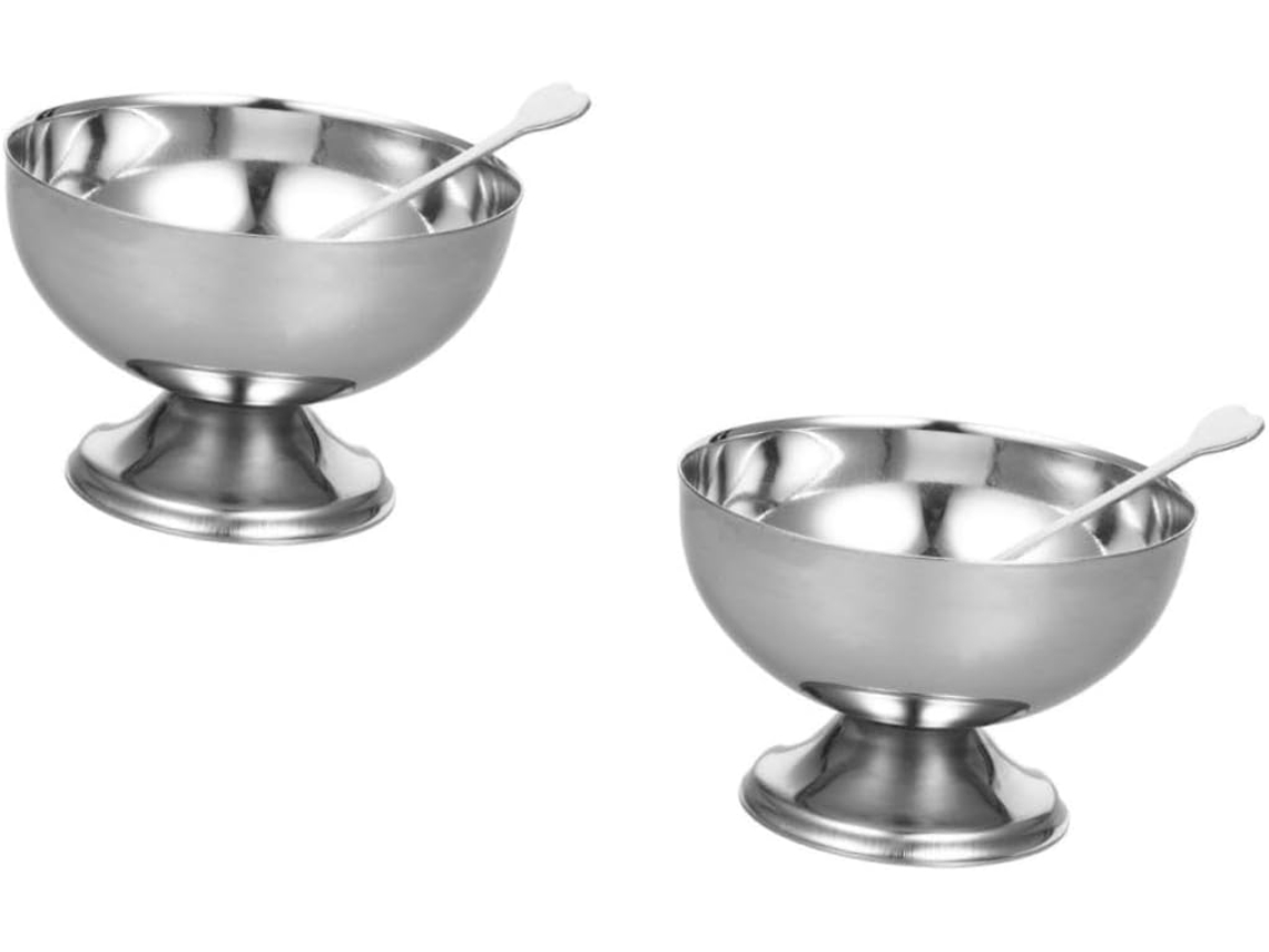 De 2 Tigelas Multifuncionais Em Aço Inoxidável Para Salada, Sobremesa, Sorvete E Frutas Chaberlu
