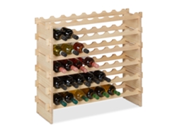 Relaxdays Botellero, Estante Apilable 48 Botellas, Vinoteca Madera, Mueble Almacenaje Vino, 73 X 82 X 25 Cm, Natural