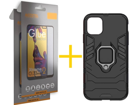 Kit Carcasa y Protector 2 X Cristal Full iPhone 11 Pro Max Skyhe Anti-choque Negro