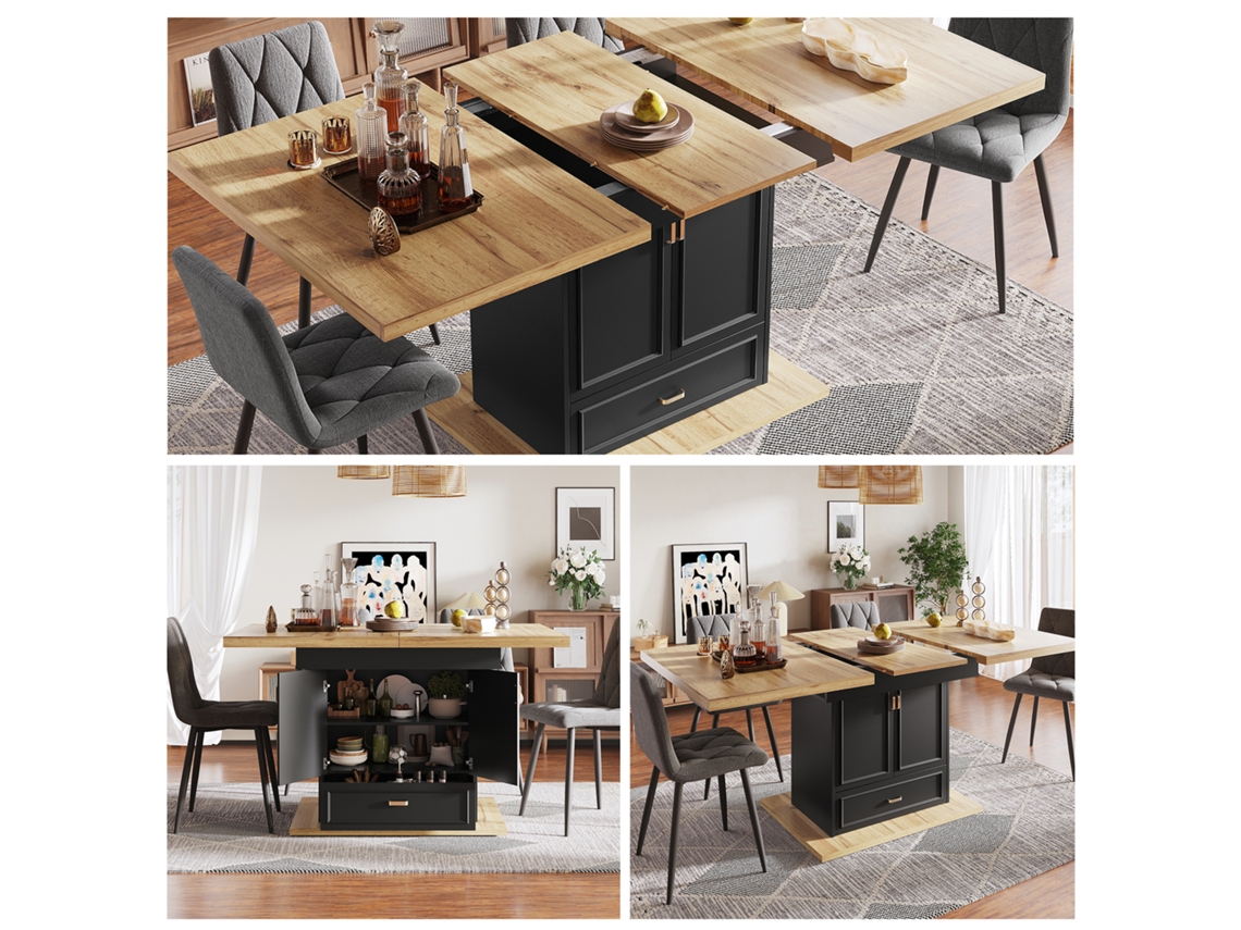 Mesa Extensible 110x80x75 Cm - Adecuada Para Comedor, Cocina O Terraza - Madera Natural