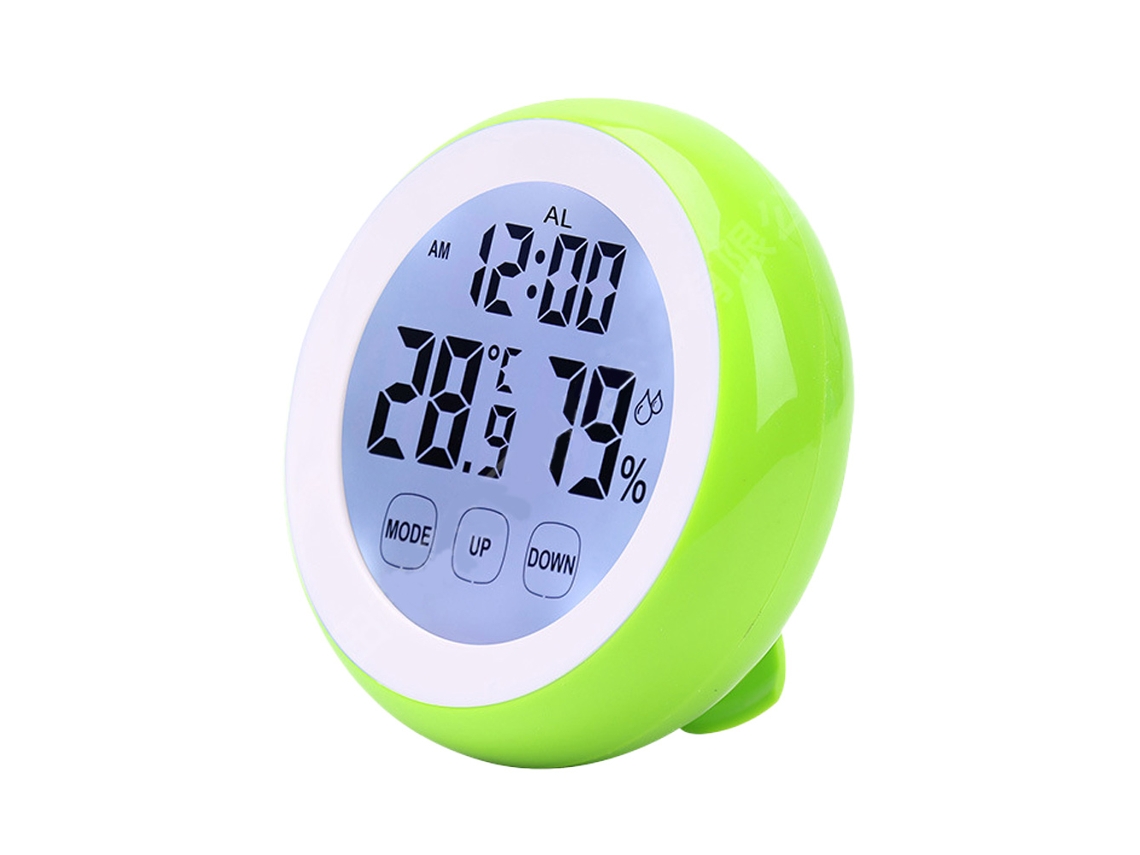 KOFIHETY Reloj despertador táctil, reloj de asiento redondo, reloj higrómetro electrónico