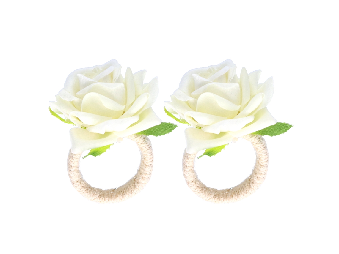 2026-2 Uds/bolsa Anillos De Servilleta Flor Simulada Modernos Portaservilletas Decoración De Mesa Para Boda Blanca