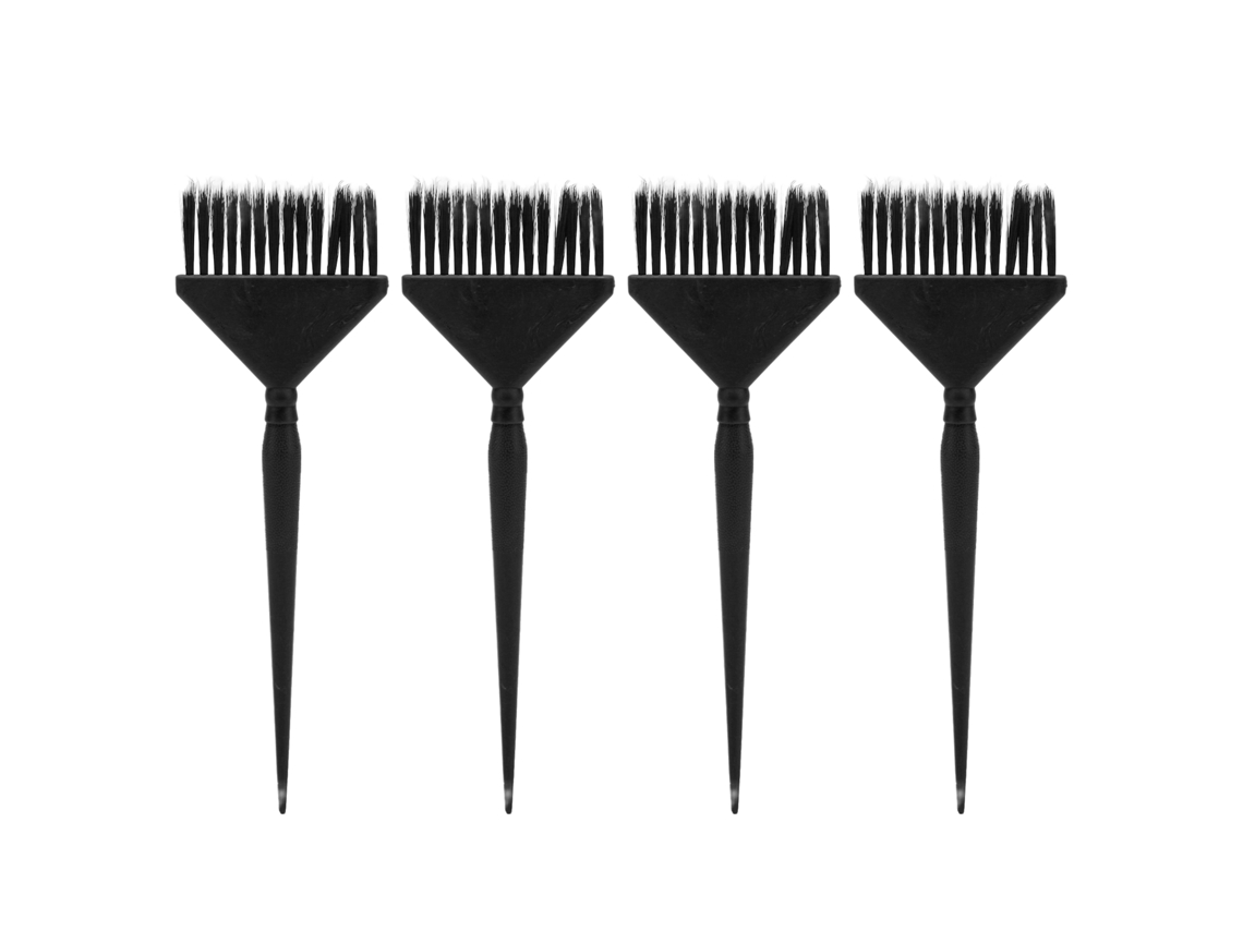 4pcs Pincel De Tintura De Cabelo Com Cerdas Rigidas E Ponta Afilada Para Coloração Uniforme Em Barbearia Preto