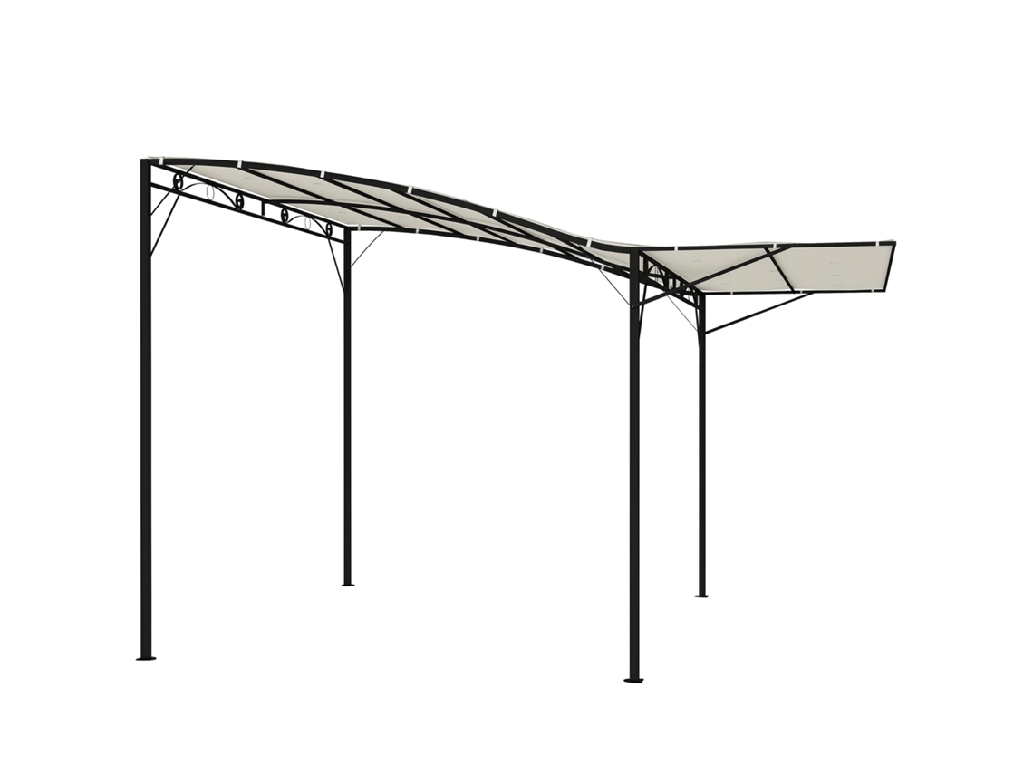 Caseta de jardín de 3x2,5 m con techo plegable, impermeable, estructura robusta, color crema.