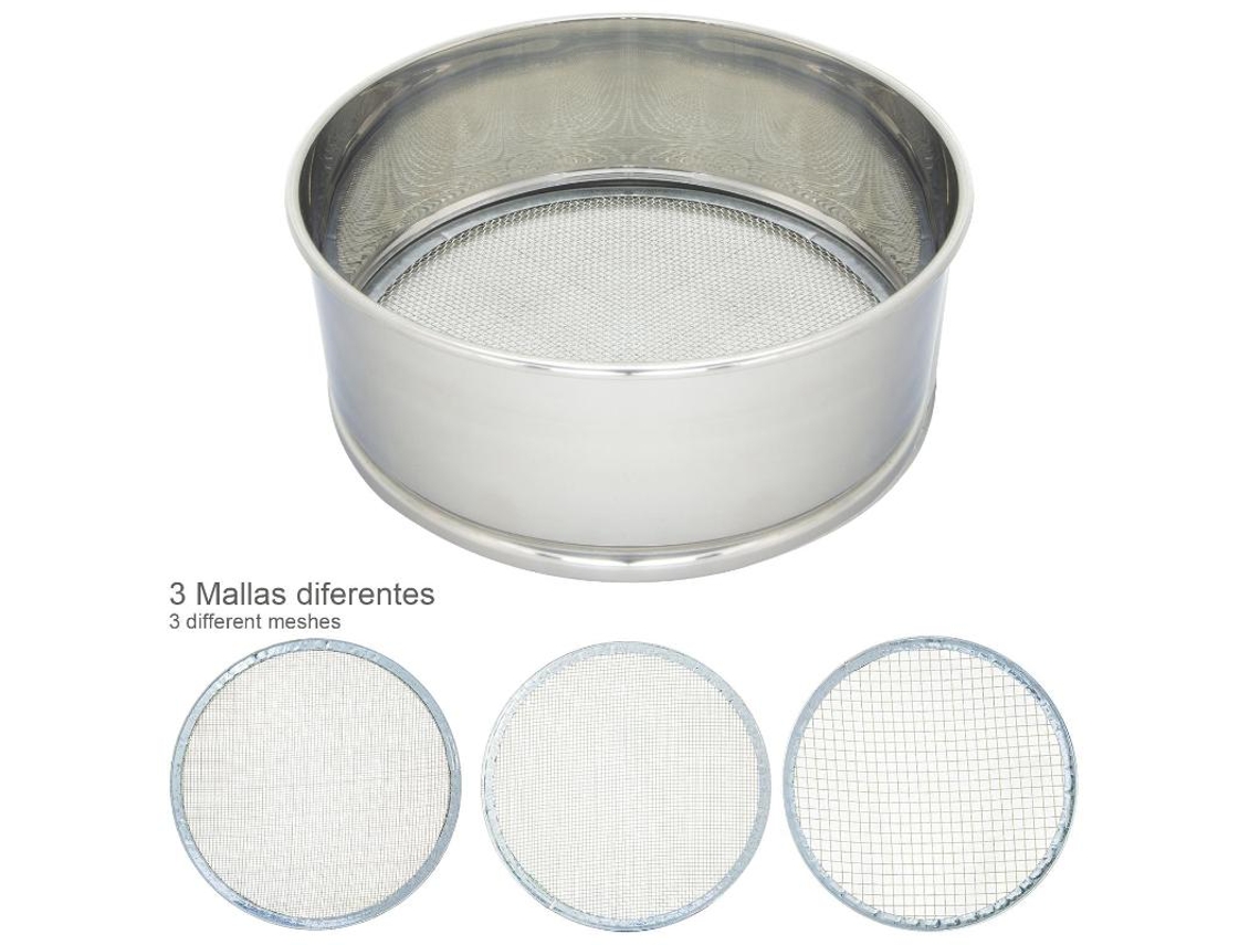 Harinero Tamizador Acero inoxidable Ø 20 cm Con 3 Mallas Intercambiables ORYX