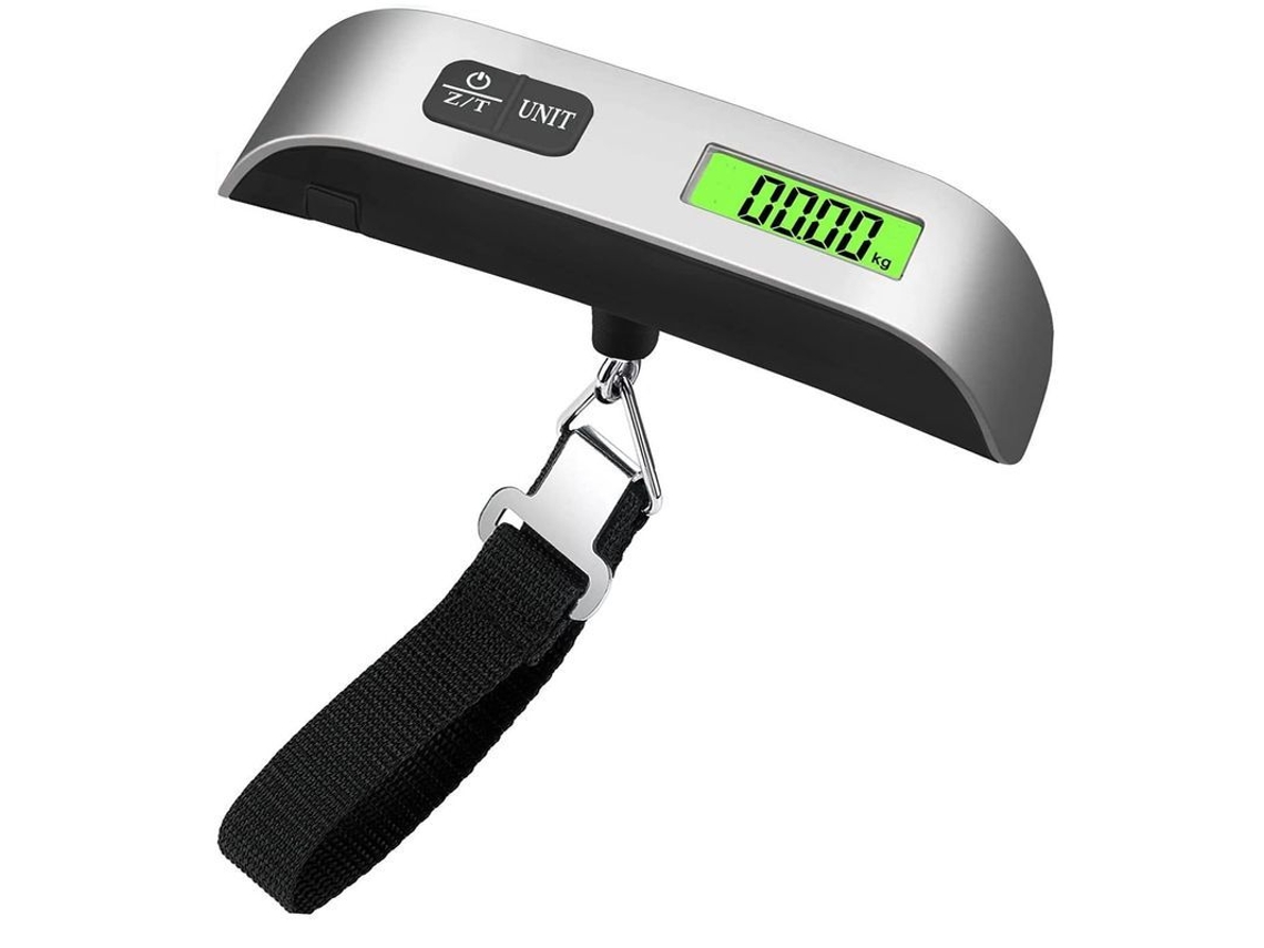 Balanza Digital Para Equipaje Con Indicador De Temperatura, Capacidad De 50 Kg, Color Plata.