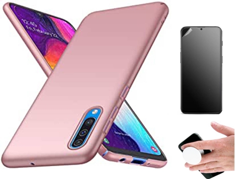 Kit Carcasa Y Protector Samsung A50 Ultimatte Turtleshell Y Popsocket Rosa