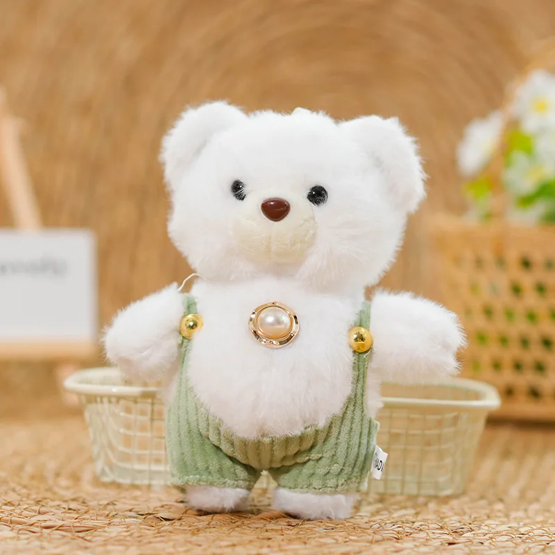 Llavero De Osito De Peluche (blanco) De 12 Cm, Ideal Para Bolsos O Como Adorno.