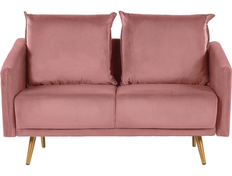 Sofá 2 plazas de terciopelo rosa/dorado BELIANI Maura