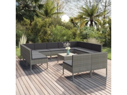 Conjunto de jardín de 12 piezas con cojines, mimbre gris, DKD Home Decor