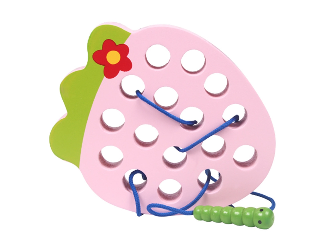 Oruga De Madera Comiendo Fruta, Juego Montessori De Enhebrar Cuerdas, Educación Infantil Temprana