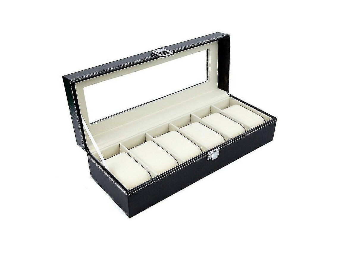 Caja para 6 relojes, expositor/estuche/caja de almacenamiento Hengjian (negra)