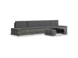 Maison Exclusive - Juego De Muebles De Jardín 5 Piezas Ratán Sintético Gris