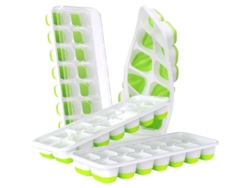 Bandejas De Hielo De Silicona Flexible 14 Cubos, Tapa Removible Anti-derrame, Sin Bpa, 4 Unidades, Lfgb Certificado