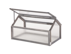 Mini invernadero, taller compacto de madera, paneles de policarbonato, abertura de ventilación, 90 L x 52 L x 49,5 cm, gris.