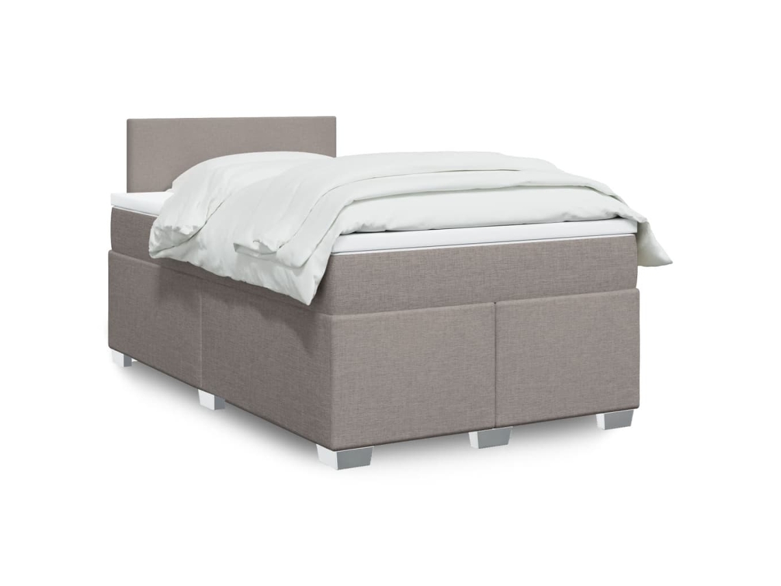 Cama Box Spring Con Colchón Tela Gris Taupe 120x200 Cm
