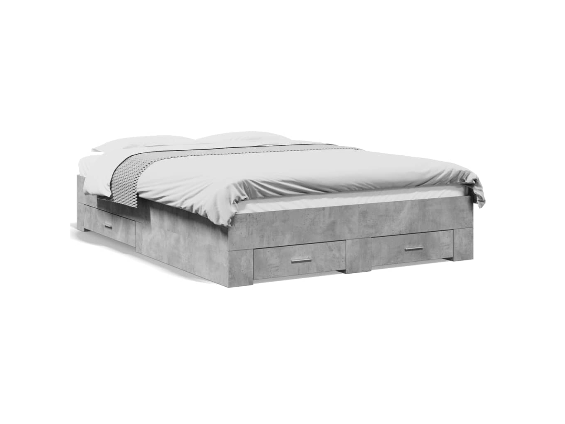 Maison Exclusive - Cama Con Cajones Madera Ingeniería Gris Hormigón 120x200 Cm