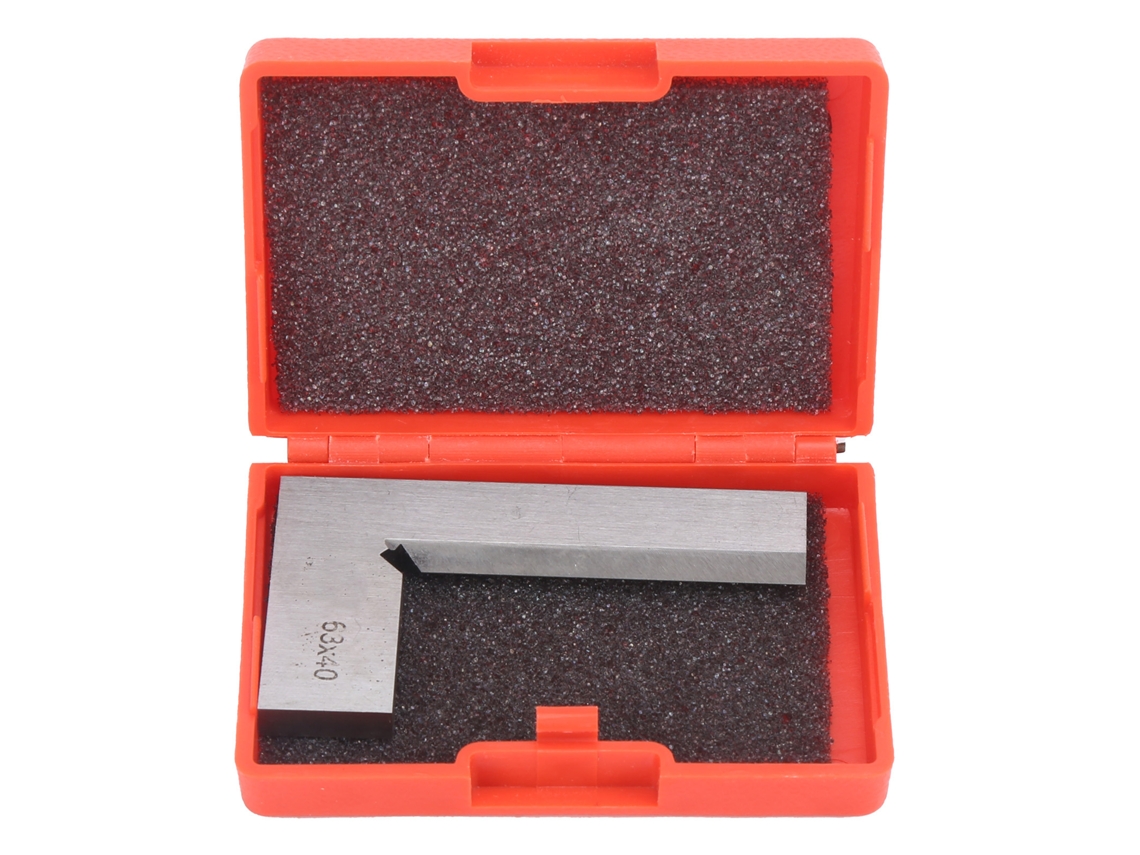 Regla recta de acero inoxidable de 90° para marcado y medición industrial, 63x40 mm | Sin marca