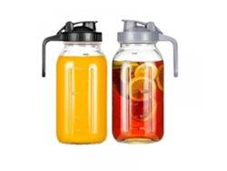 VVJIJILLY Jarra Mason Jar Com Design À Prova De Vazamento Duplo, Jarra De Vidro Sem Chumbo E Bpa, Boca Larga Para Café Gelado, Chá Da Tarde, Suco, Limonada, Beb