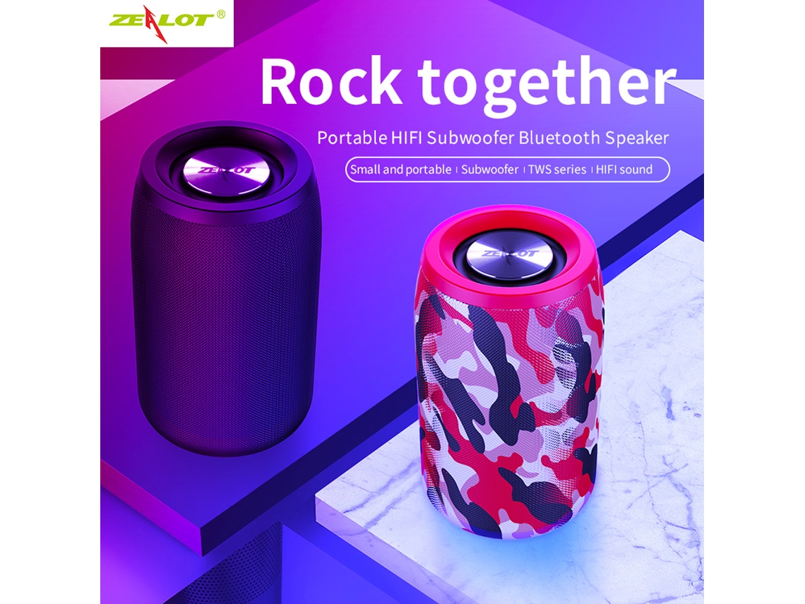 Altavoz Bluetooth Portátil Tws Zealot S32, Resistente Al Agua, Con Soporte Para Tarjeta Tf Y Sonido Hi-fi 3d.