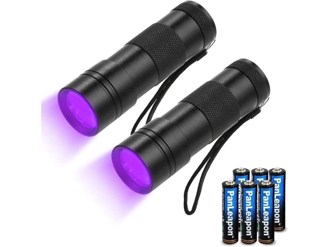 Linterna Uv, Paquete De 2 Unidades Con 12 Led De 395 Nm Para Detectar Manchas De Mascotas Y Dinero Sucio, Y 6 Pilas Aaa clase Energética A+