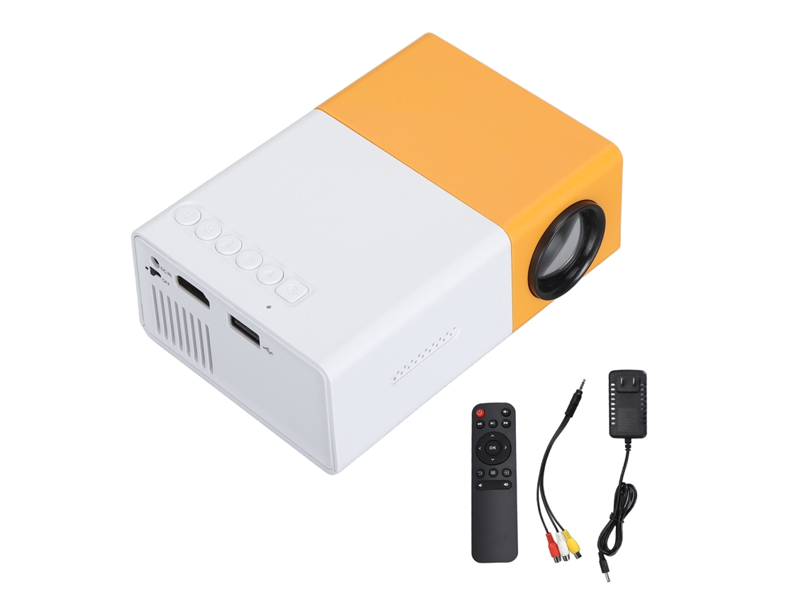 Proyector Led Portátil Mini 1080p Full Hd Para Cine En Casa Niños Amarillo Blanco Enchufe Ee. Uu.