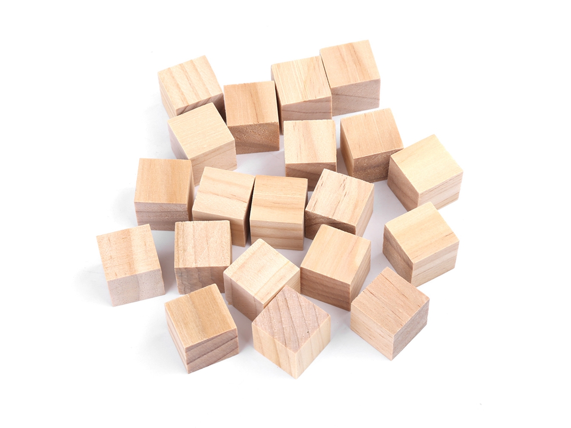 20 Cubos Cuadrados De Madera Natural De 20 Mm Para Manualidades, Decoración Del Hogar Y Juguetes.