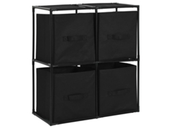 Mueble de almacenaje con 4 cestas, tela, 63x30x71 cm, acero negro, MAISON EXCLUSIVE