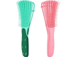 Cepillo Desenredante Para Cabello Grueso, Rizado O Fino, Húmedo O Seco, Rosa Y Verde - 2 Unidades