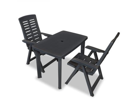 MAISON EXCLUSIVE Set de mesa y sillas de jardín 3 piezas plástico gris antracita