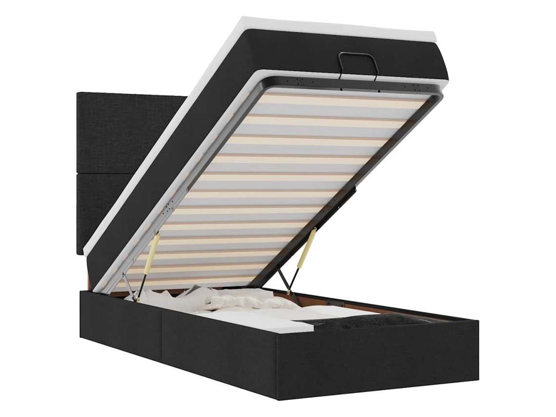 Maison Exclusive - Estructura De Cama Otomana Colchón Tela Negro 100x200cm