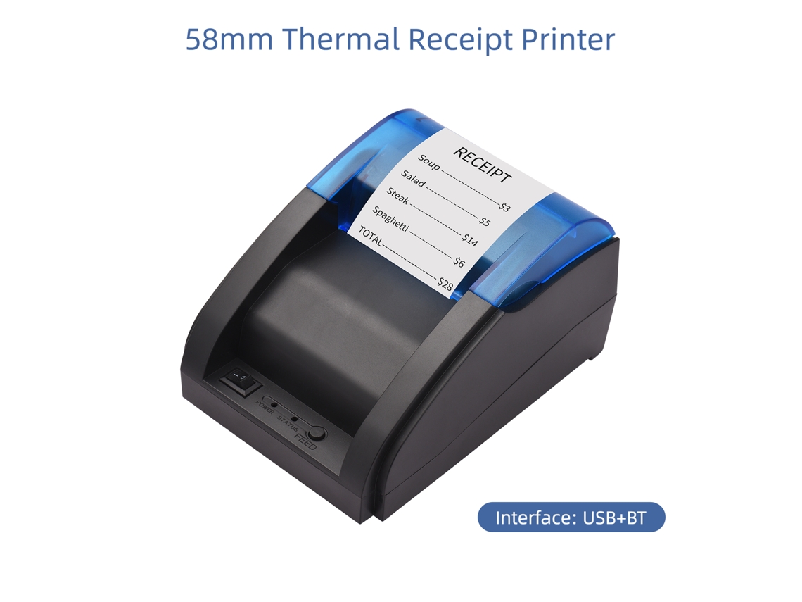 Impresora Térmica Usb Y Bluetooth De 58 Mm Para Recibos, Compatible Con Ios, Android Y Windows.