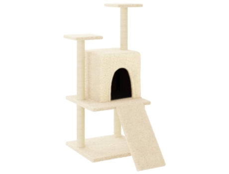 Rascador para gatos con postes de sisal color crema VIDAXL (110 cm)