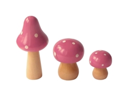 Juego De 3 Setas De Madera Natural De Diferentes Tamaños Para Jardines De Hadas.