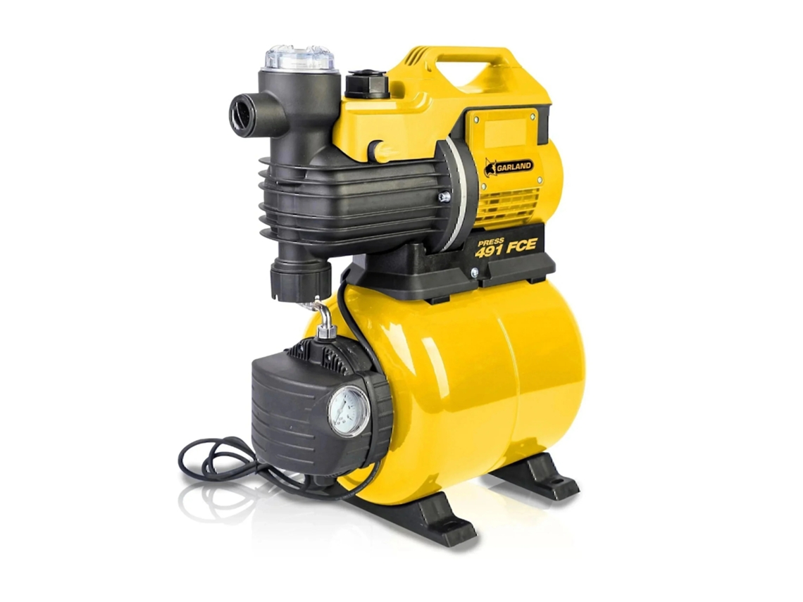 GARLAND PRESS 491FCE-V20 Grupo de presión 1.300W. Calderín con presostato. Aspiración hasta 8m, caudal máx. 4.500l/h, altura máx. impulsión 35m.