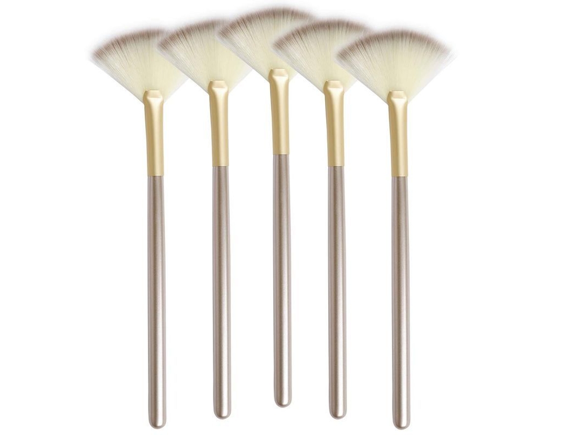 Brocha Facial Ultrafina Y Suave En Forma De Abanico, 5 Unidades, Para Maquillaje, Mascarillas Y Exfoliaciones Con Ácido Glicólico.