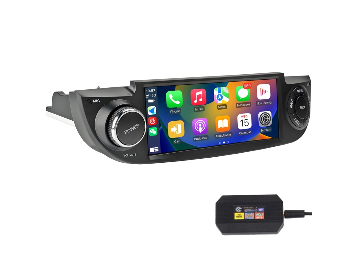 Autorradio para Fiat 500 (2007-2015) - Android 15, 2 GB + 64 GB, CarPlay y Android Auto inalámbricos, GPS, DSP, adaptador DAB+, Bluetooth