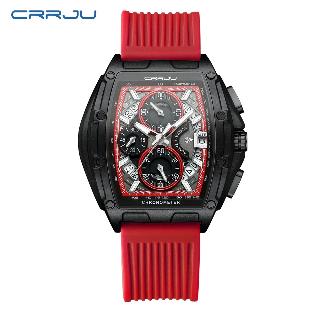 Reloj cronógrafo cuadrado para hombre, luminoso y resistente al agua con indicador de fecha.