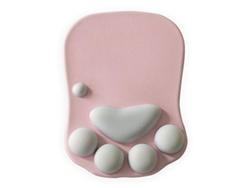 Alfombrilla De Ratón Con Reposamuñecas, Bonito Diseño De Huella De Gato, Rosa, Para Uso En La Oficina.
