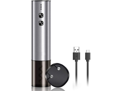 Abrecorchos Eléctrico Linjou Con Cortafollaje Y Cable Usb De Acero Inoxidable Plata