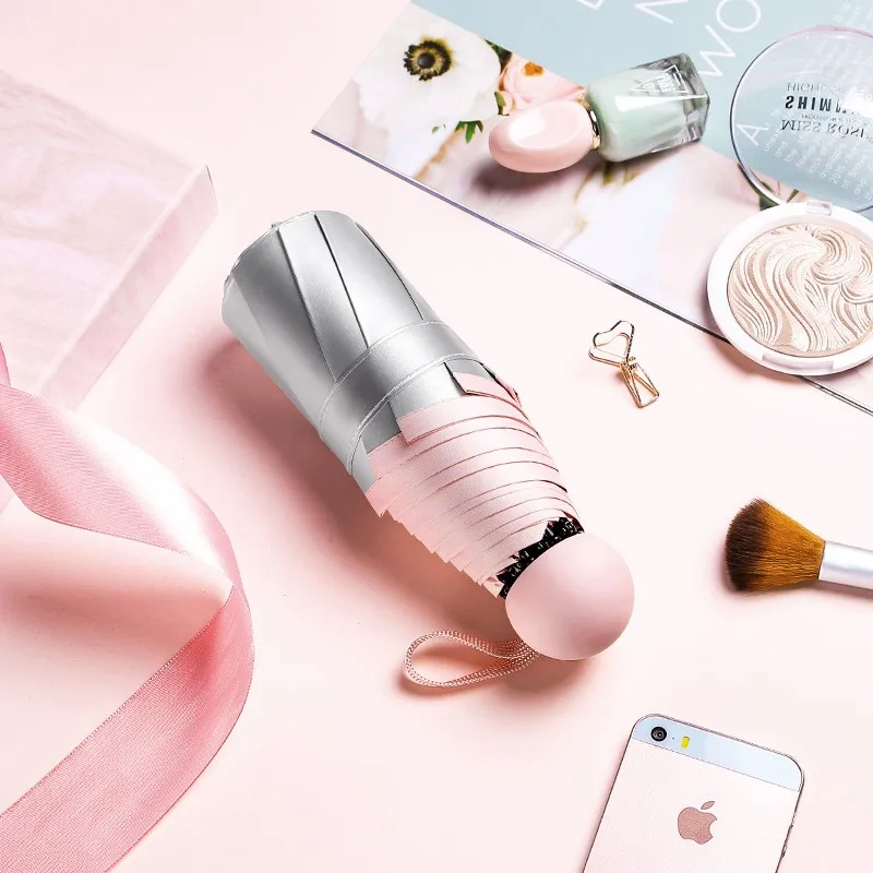 Paraguas Plegable De 8 Varillas Con Revestimiento De Titanio Plateado 8k (rosa) Para Mujer.
