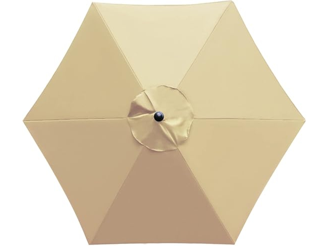 Tela de repuesto para sombrilla de exterior, 6 varillas, 3 metros, impermeable, protección UV, color caqui (sin soporte)