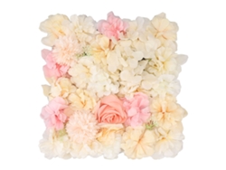 Panel De Pared De Flores Rosas De Seda Artificial Para Fondo De Boda, Amarillo Y Rosa, 15x15 Pulgadas.