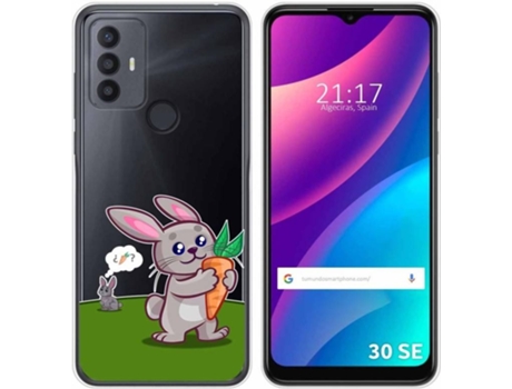 Carcasa para TCL 30 SE TUMUNDOSMARTPHONE Dibujos Transparente Conejo Multicolor