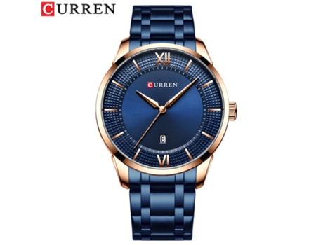 Relojes para hombre, relojes de pulsera de acero inoxidable analógicos con fecha para negocios, reloj de moda para hombre, color rosa, azul LUUCOZK