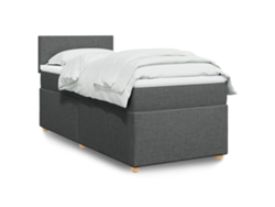 Cama Box Spring Con Colchón Tela Gris Oscuro 80x200 Cm