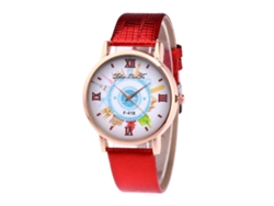 Reloj De Pulsera De Cuarzo Para Hombre, Estilo Estudiante, Con Correa De Cuero, Moderno E Informal (rojo).