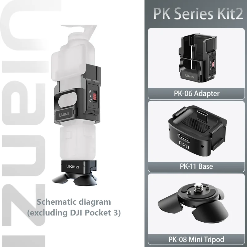Kit Pk-08 Pk-11 Pk-06 para DJI Osmo Pocket 3, puerto tipo C multifuncional, minitrípode y base Arri, accesorio para vlogs