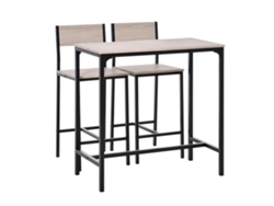 VPMKP - Conjunto de mesa de bar Homcom con 2 sillas y respaldo de madera natural